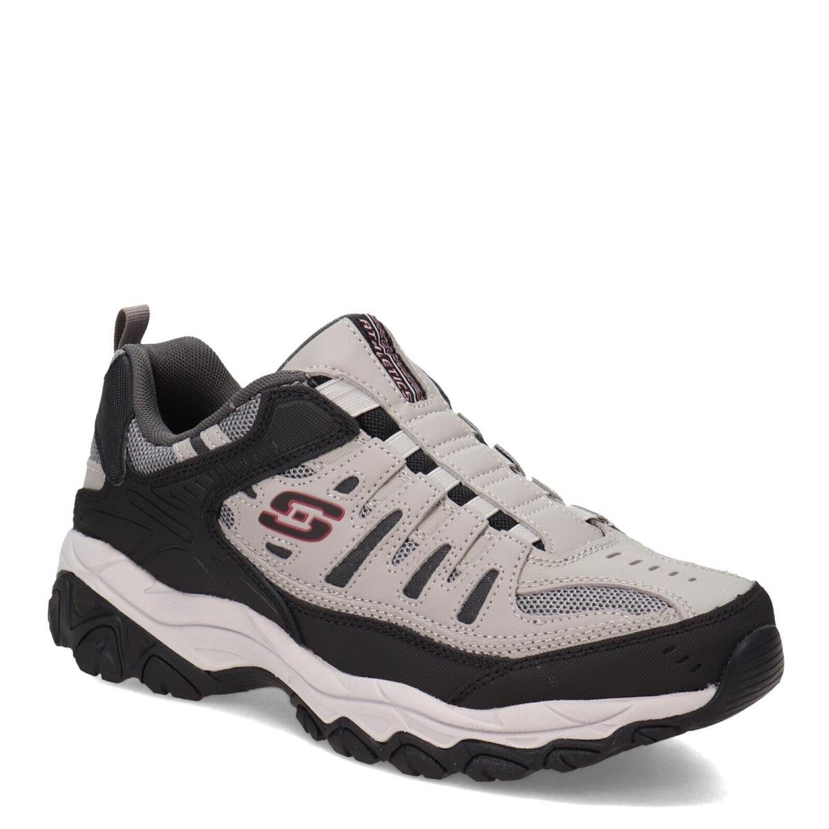 Men`s Skechers After Burn M. Fit Sneaker 51866-GYBK Grey/black Leather-and-synt - Grey/Black