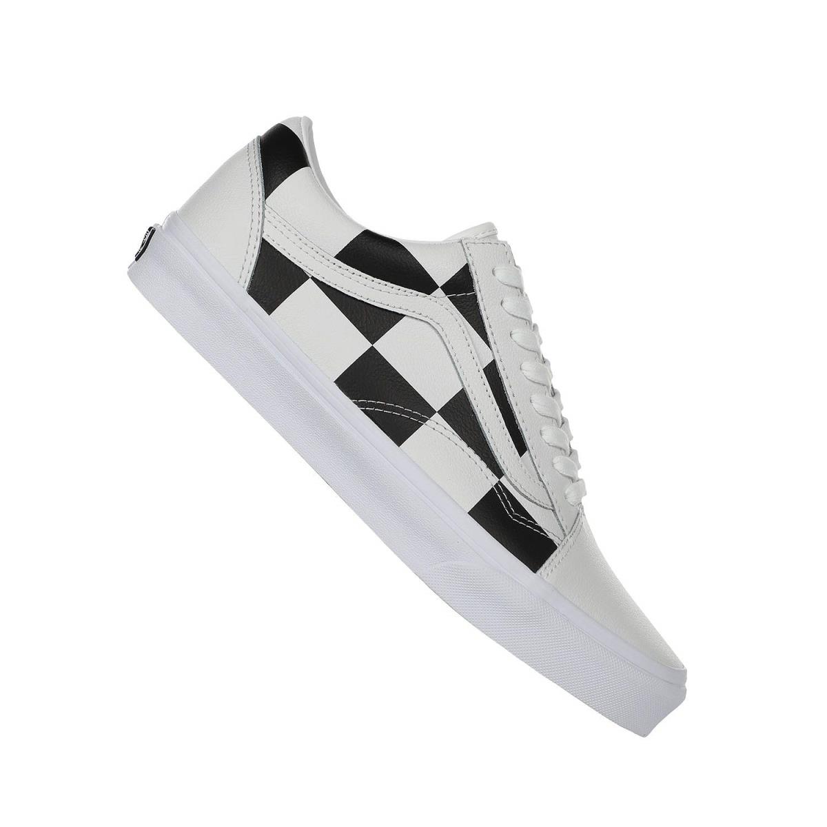 Unisex Sneakers Athletic Shoes Vans Old Skool Leather Check True White/Black