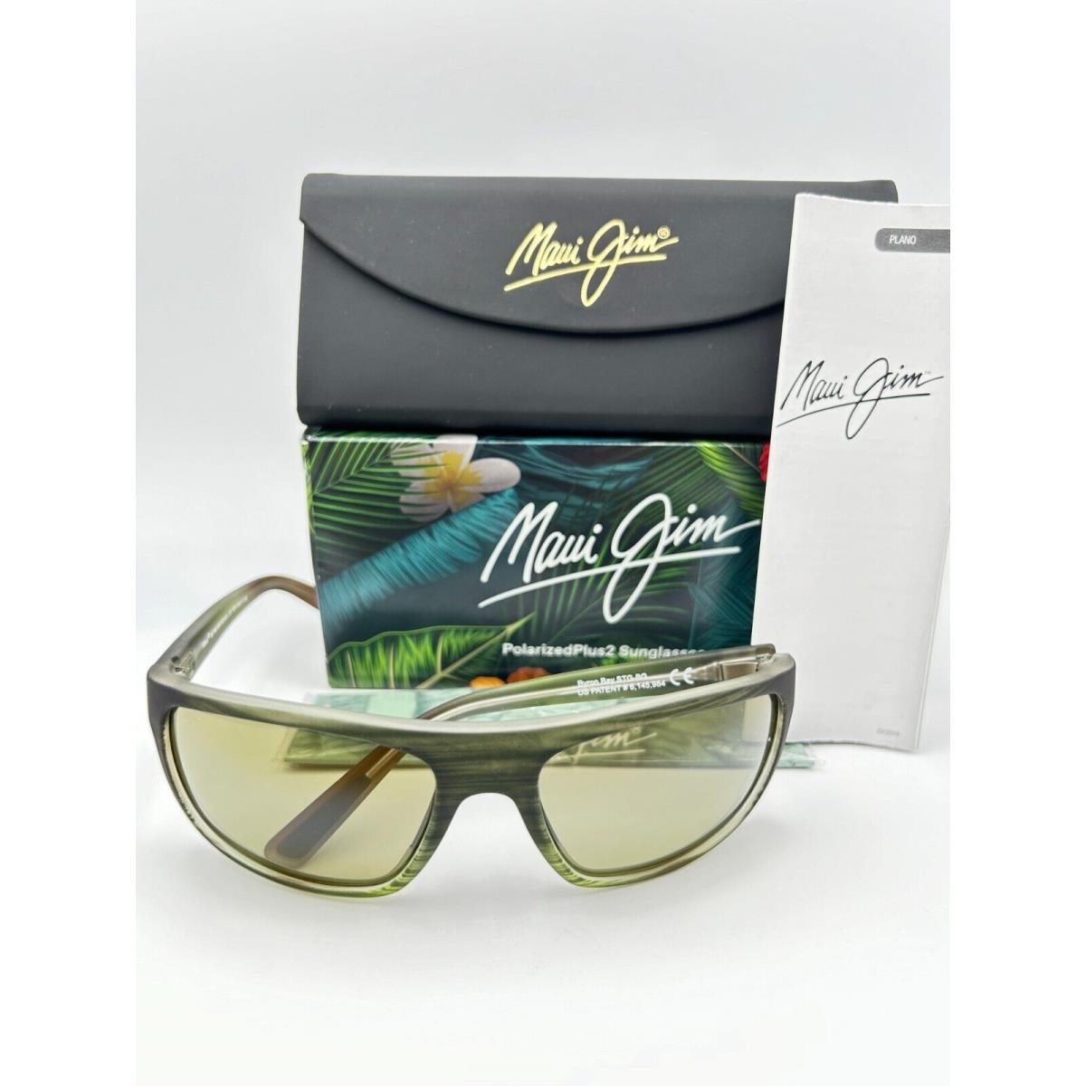 Maui Jim Polarized Sunglasses MJ 746 15MR Byron Bay Matte Green Rubber HT