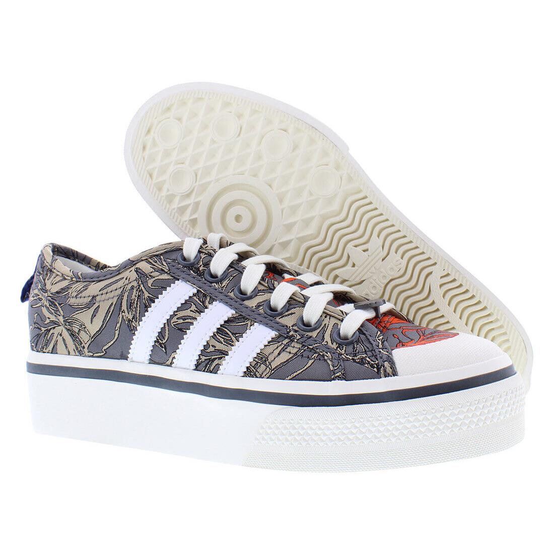 Adidas Nizza Platform Womens Shoes - Off White/Cloud White/Impact Orange, Main: Grey