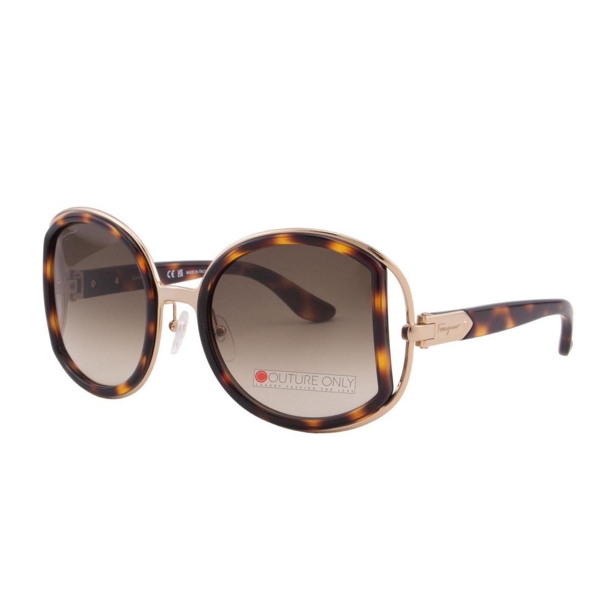 Salvatore Ferragamo Women Oversized Sunglasses SF719S-238 Round Havana Brown