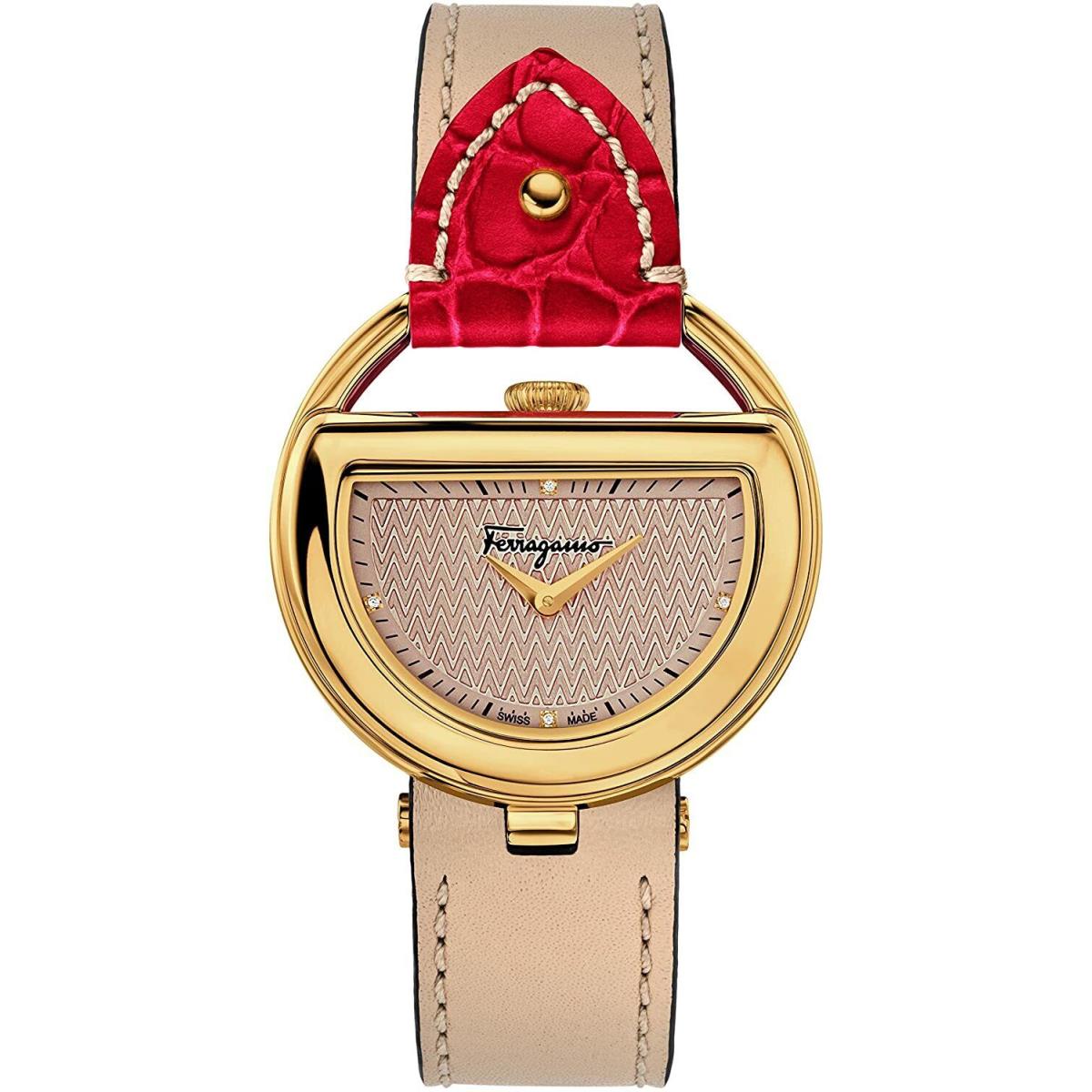 Salvatore Ferragamo Women`s FG5080014 Buckle Analog Display Quartz Beige Watch