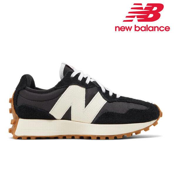 New Balance Women 327 Black White Gum New B Width WS327BL