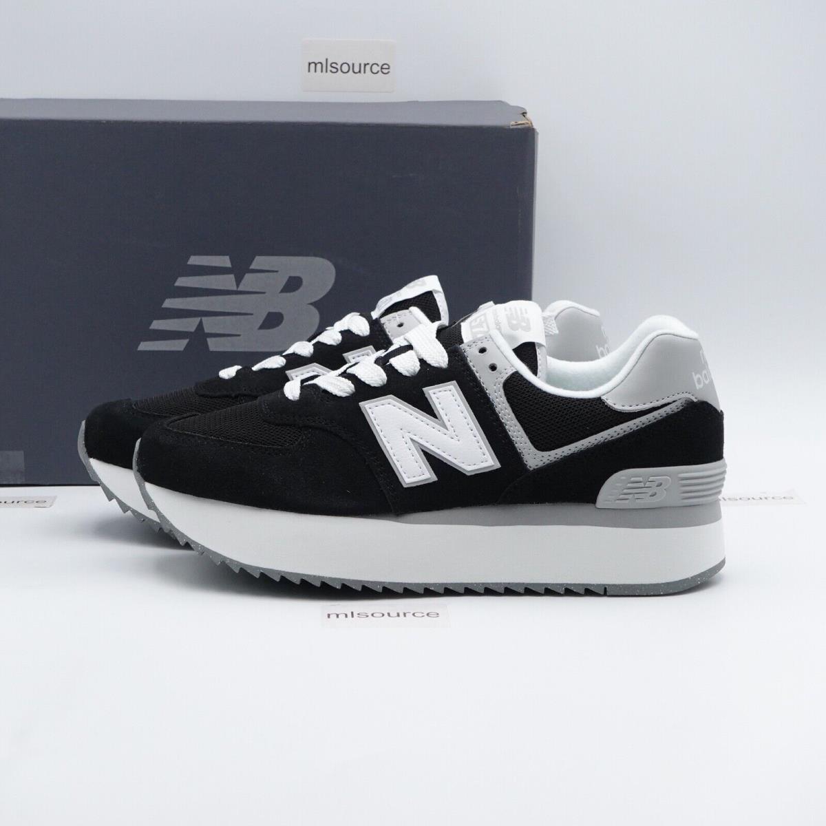 Size 9.5 Women`s New Balance 574+ Platform Sneakers WL574ZSA Black/grey/white