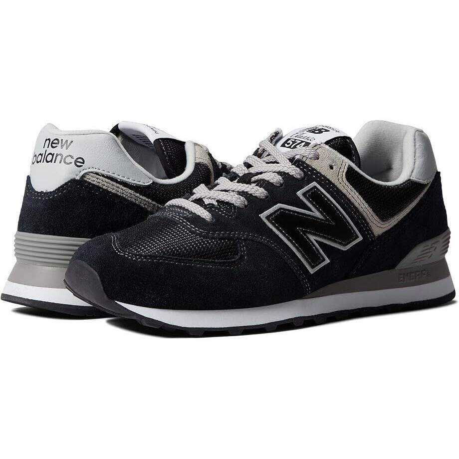 New Balance Men`s Size 9 4E Extra Wide 574 Core Sneakers in Black/white