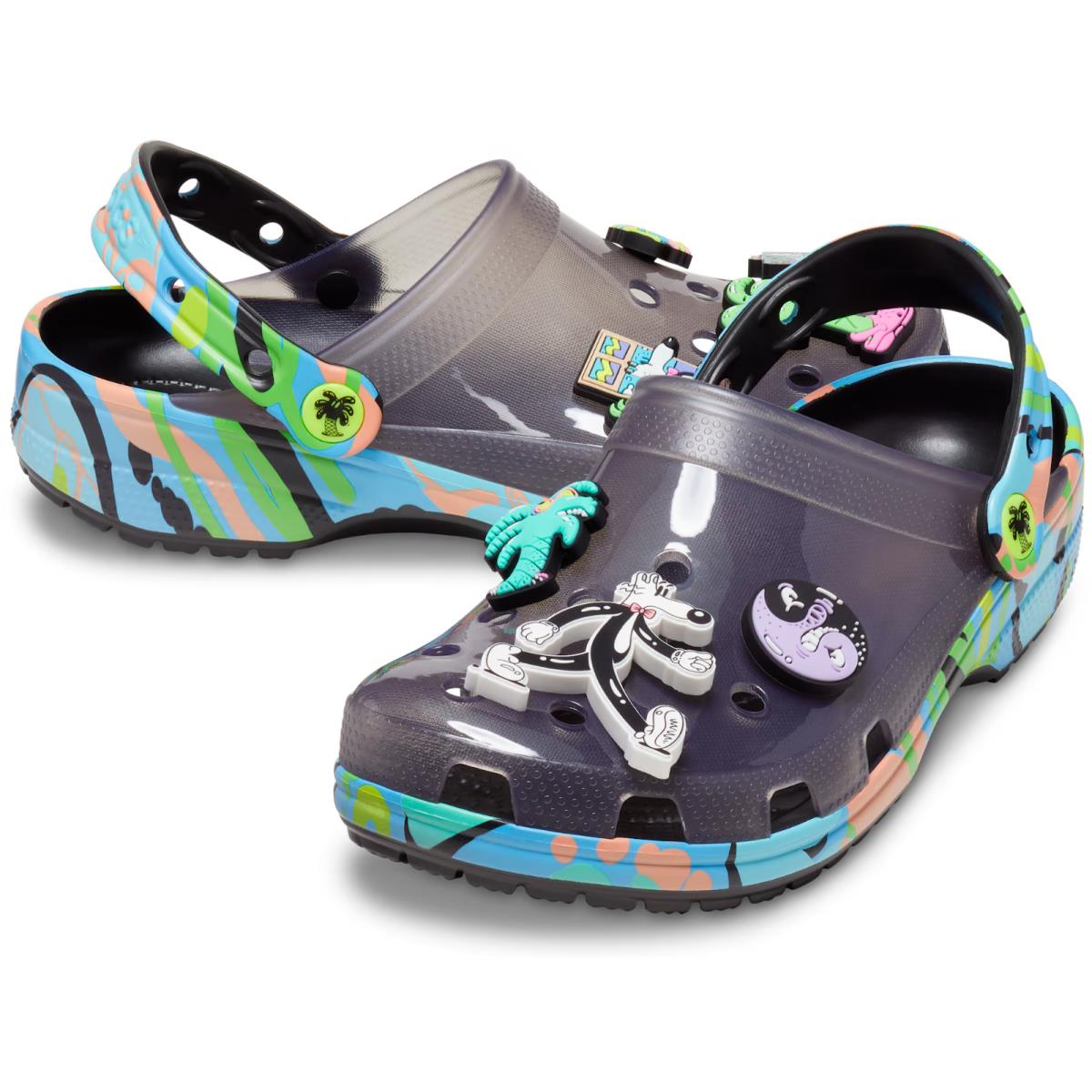 Crocs Classic Translucent Clogs x Steve Harrington W/ Jitbits Black Shoes