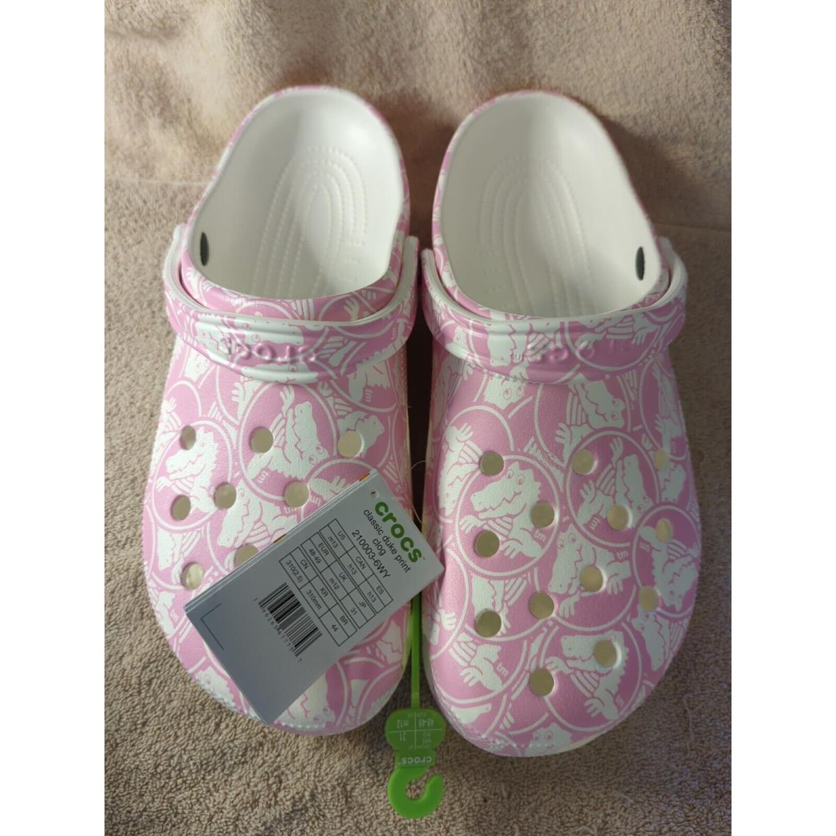 Crocs Classic Duke Print Clog Shoes Pink Tweed Rose 210003-6WY Mens Size 13 Rare