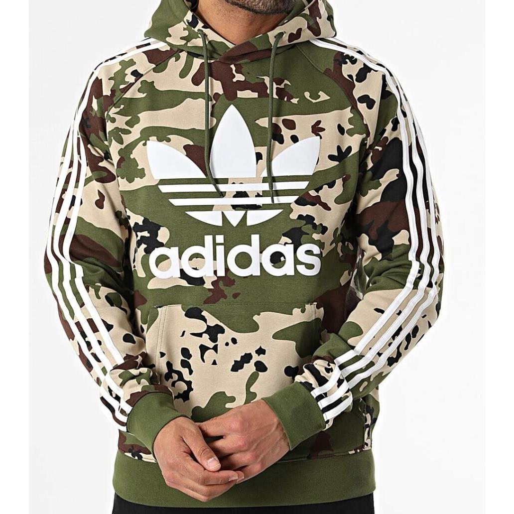 Mens Adidas Originals Camo 3 Stripes Trefoil Hoodie Size Large IS0209