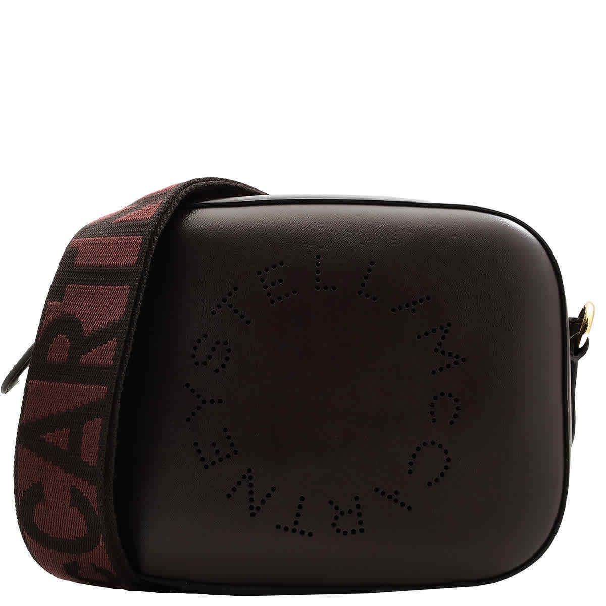 Stella Mccartney Ladies Chocolate Brown Logo Grainy Alter Mat Mini Camera Bag