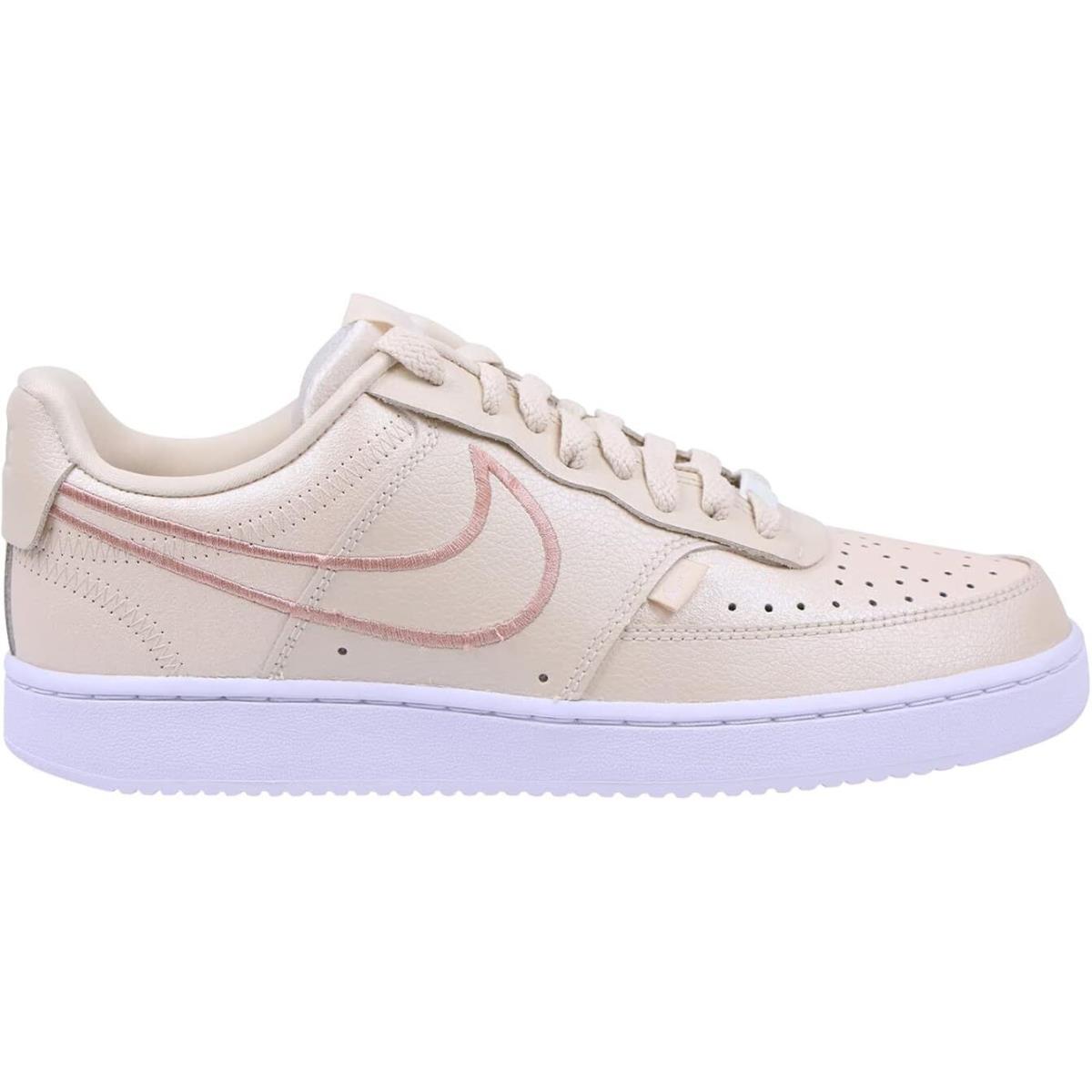 Nike Women`s Court Vision Low Top Casual Shoes Sneakers Trainers - Beige Pearl White