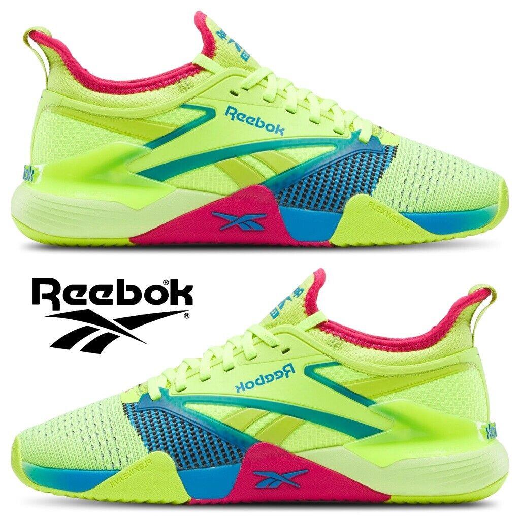 Reebok Nano Court Men`s Sneakers Running Training Shoes Casual Sport Green Pink - Green, Manufacturer: Digital Lime/Aqua/Bold Pink