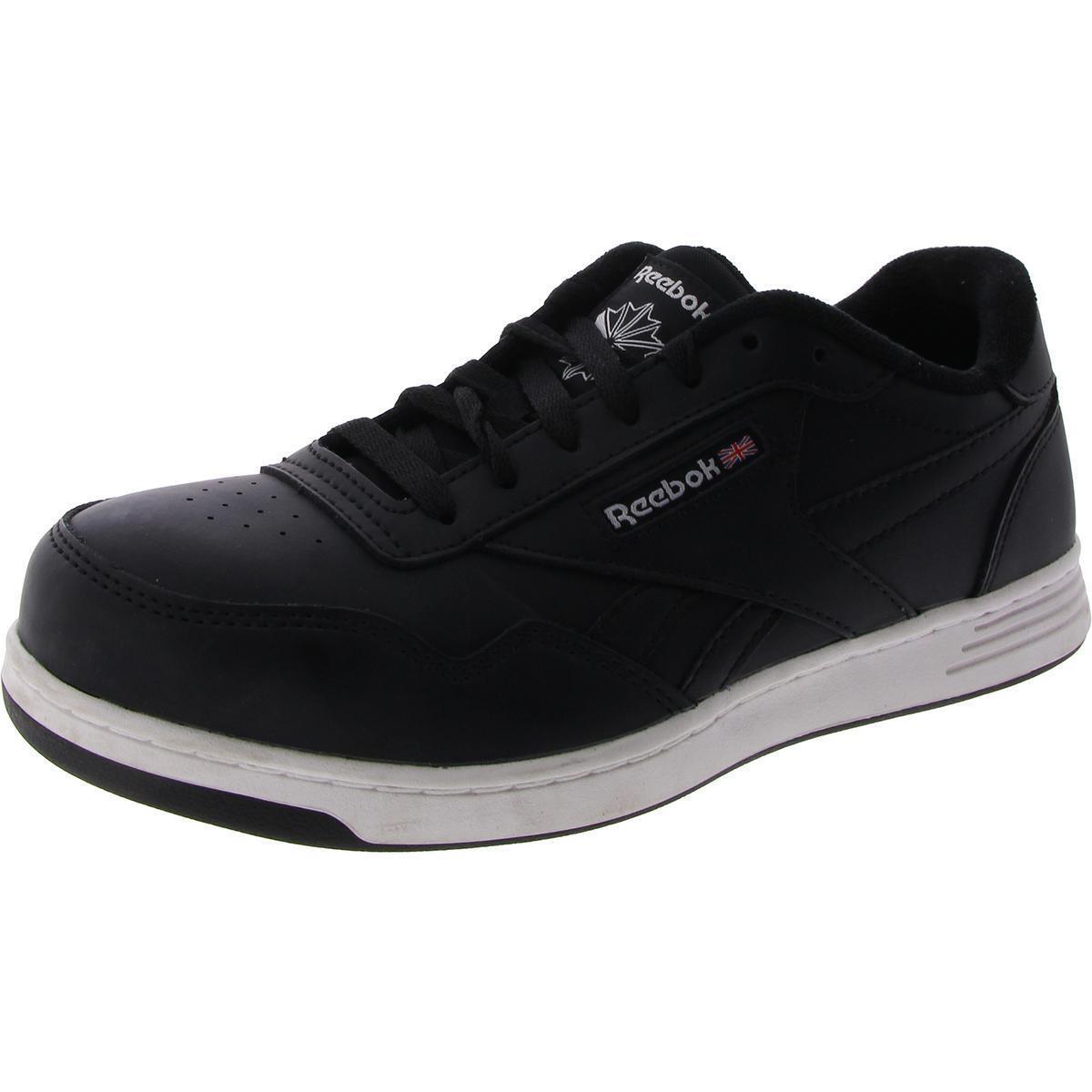 Reebok Womens Club Memt Leather Lace Up Work Safety Shoes Sneakers Bhfo 7912 - Black/White