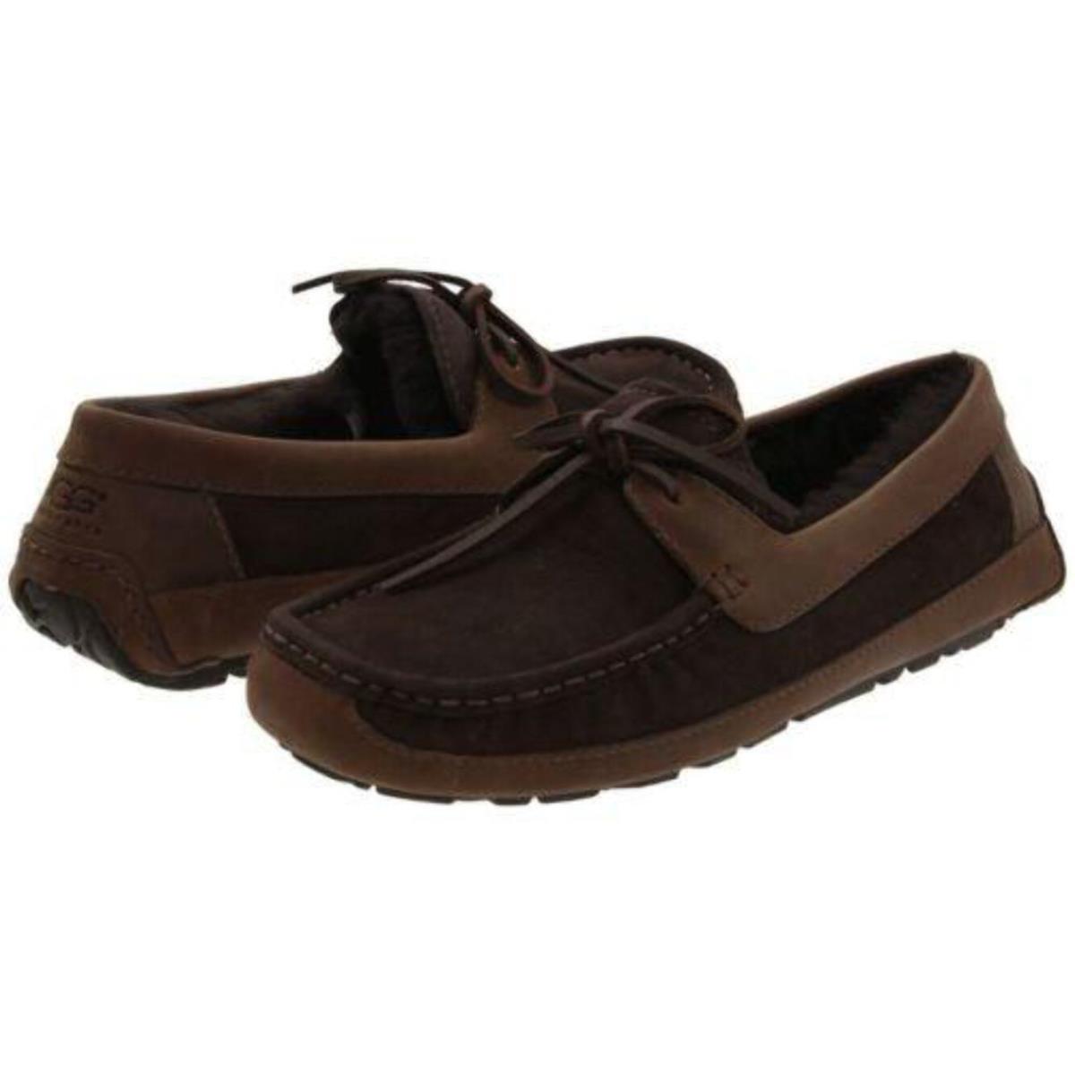 Ugg Australia Byron Cappuccino Brown Suede 5102 Men`s Sheepskin Moccasins Shoes - Brown