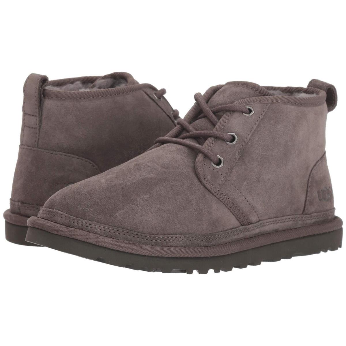 Ugg Neumel China Tea Brown Leather Black Chestnut Gray Suede Men`s Mid Top Boot Charcoal Suede