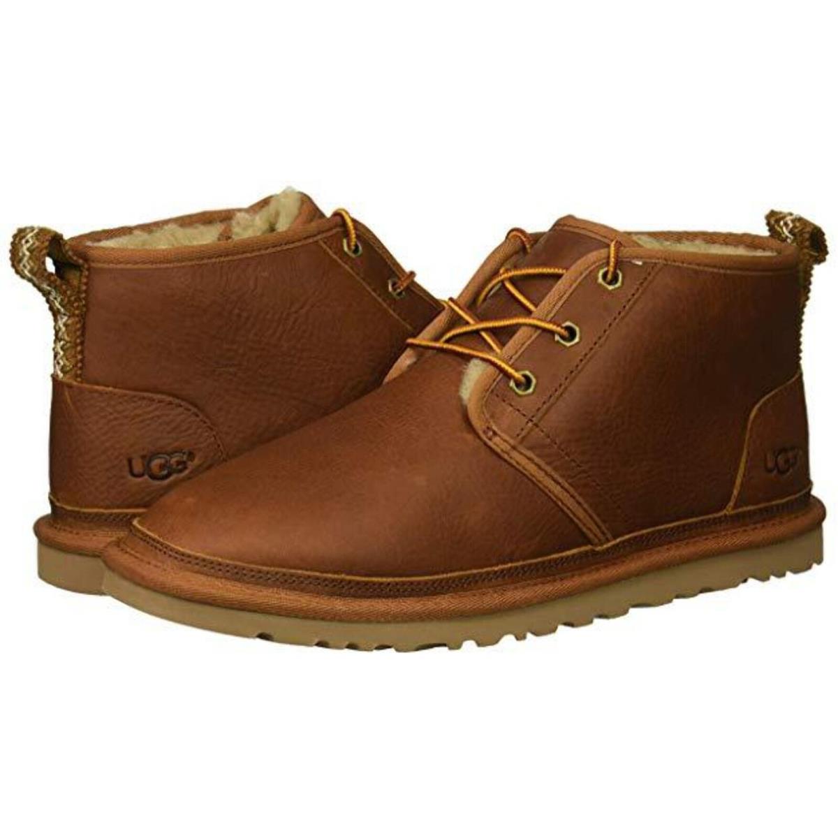 Ugg Neumel China Tea Brown Leather Black Chestnut Gray Suede Men`s Mid Top Boot Chestnut Leather