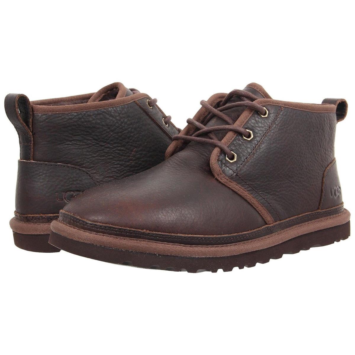 Ugg Neumel China Tea Brown Leather Black Chestnut Gray Suede Men`s Mid Top Boot China Tea ( Brown Leather )