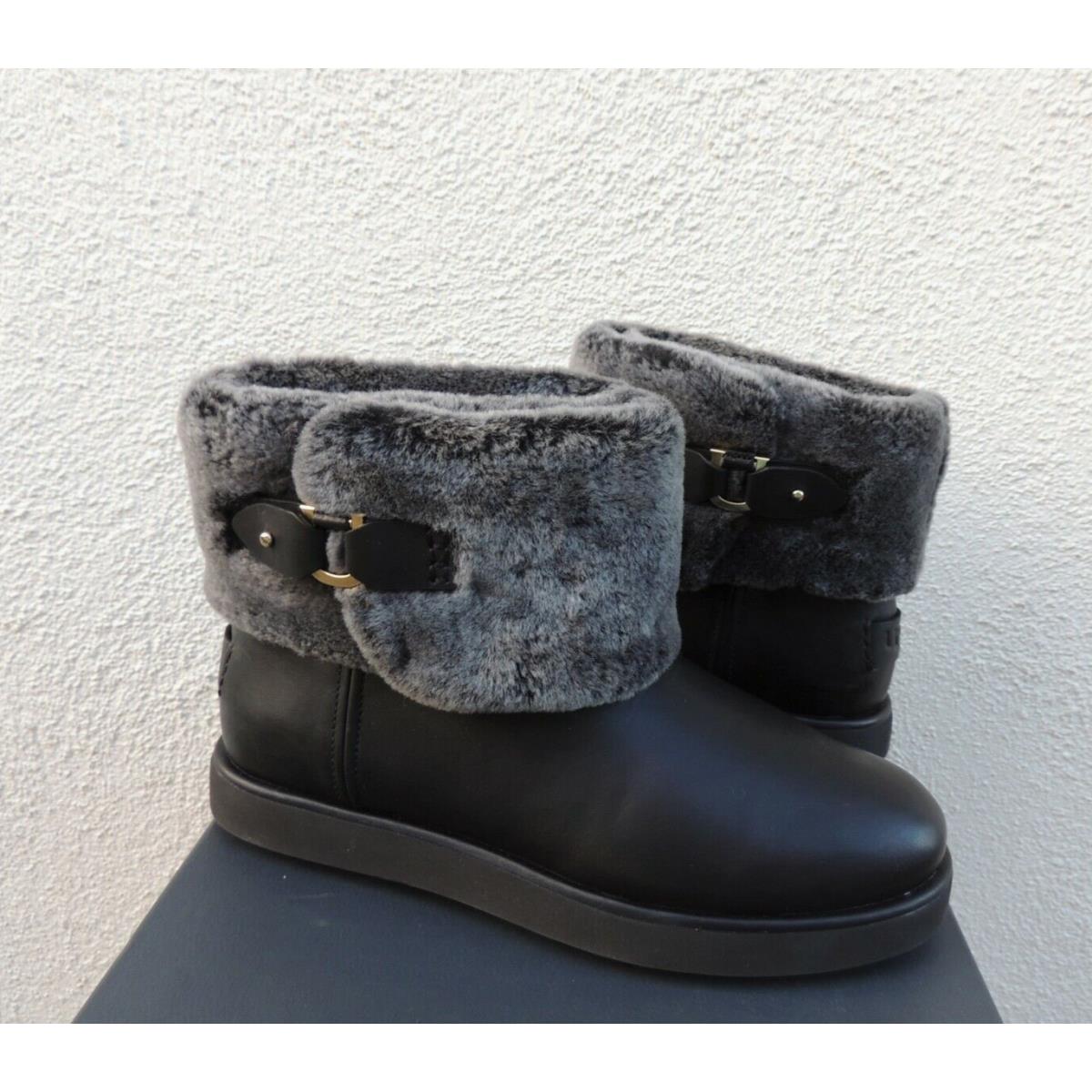 Ugg Black Classic Berge Mini Leather/ Sheepskin Boots Women US 6/ Eur 37