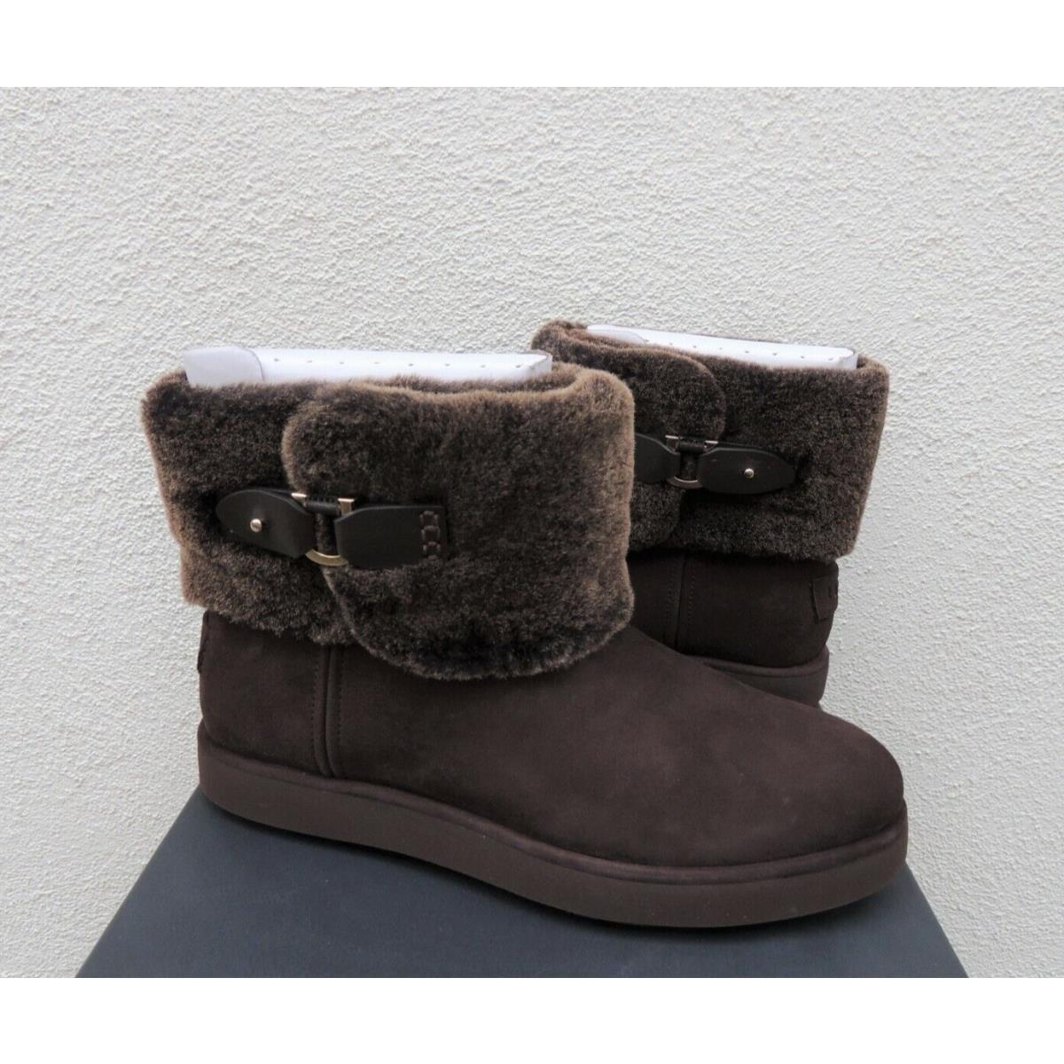 Ugg Dark Roast Classic Berge Mini Suede/ Sheepskin Boots Women US 7/ Eur 38