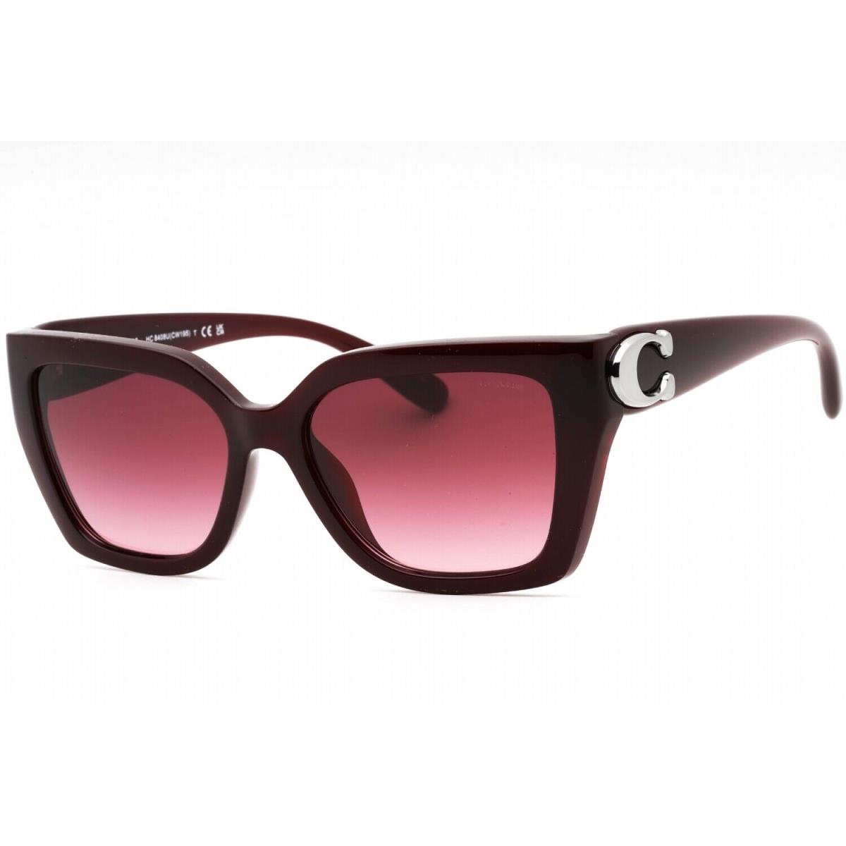 Coach HC8408U 53938H Sunglasses Bordeaux Frame Red Gradient Lenses 55mm