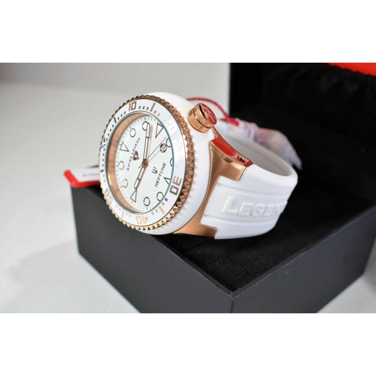 Swiss Legend Men`s Neptune White Silicone Rose Gold Watch