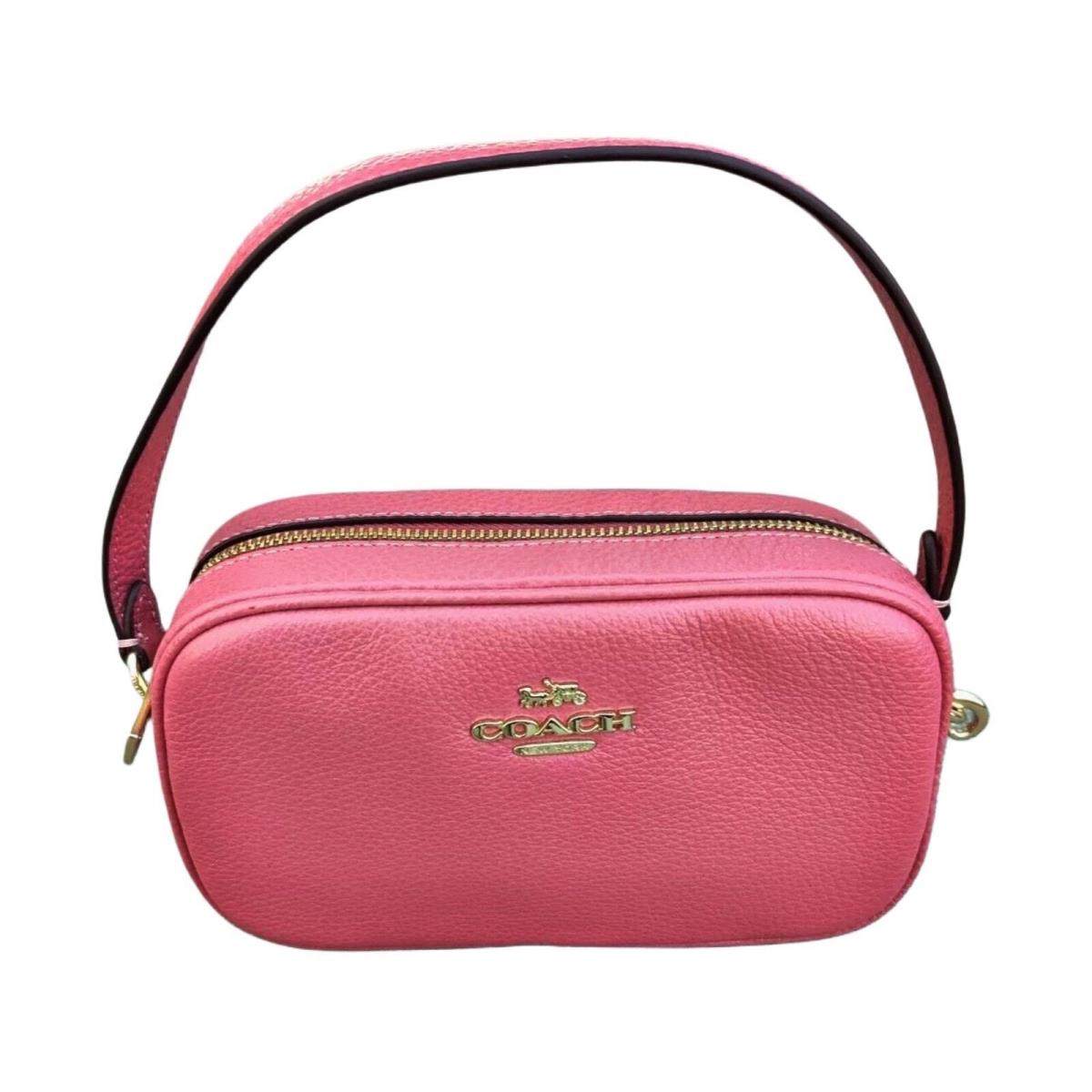 Coach Leather Jamie Wristlet IN Watermelon Pink