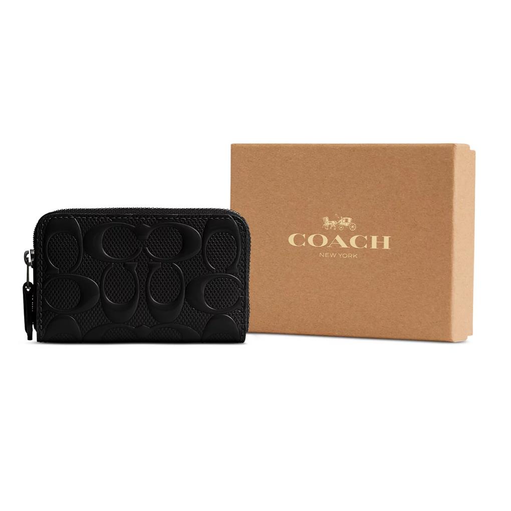 Coach Small Signature Patent Leather Zip Around Wallet V5/black