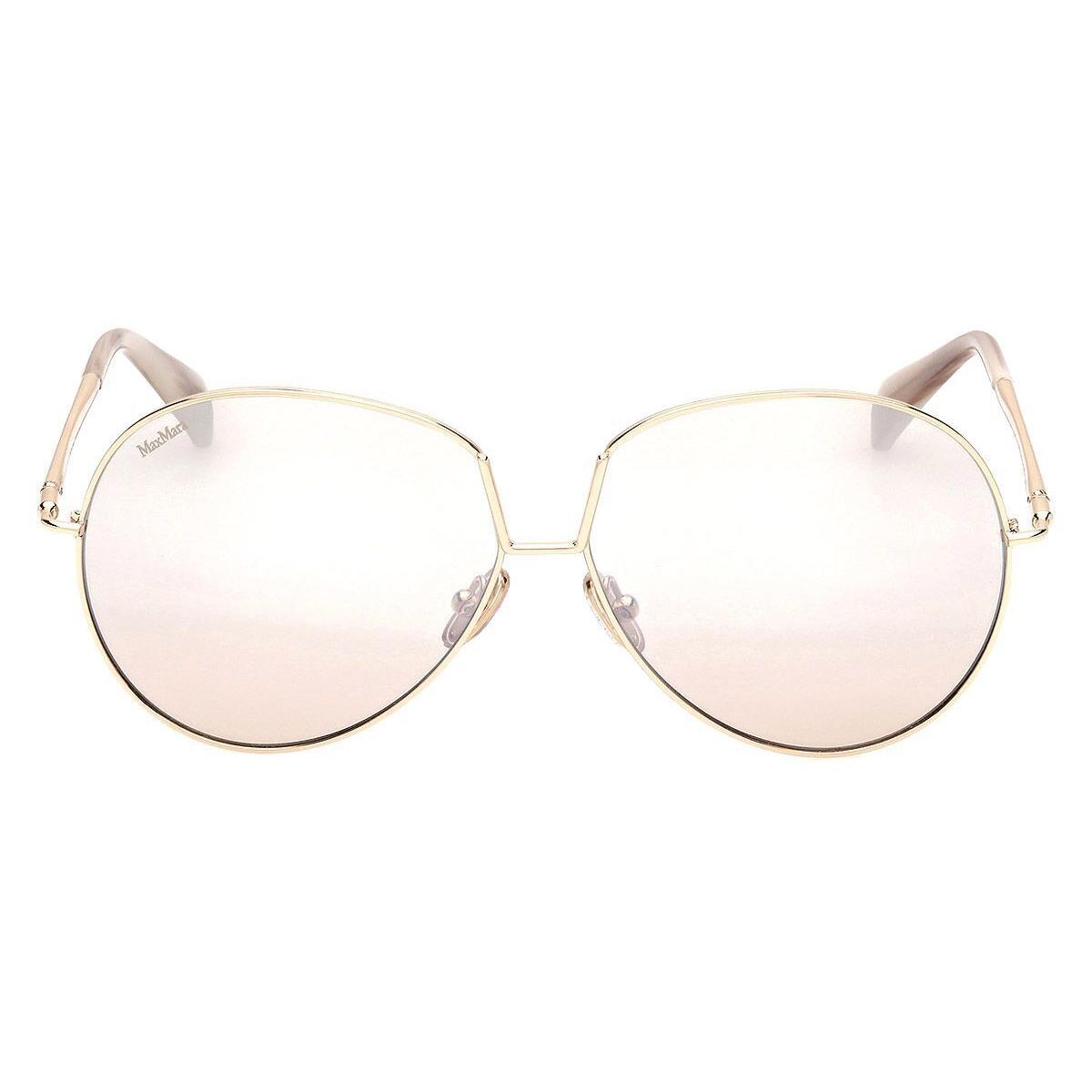 Max Mara MM0081 Sunglasses Women Shiny Pale Gold 60mm