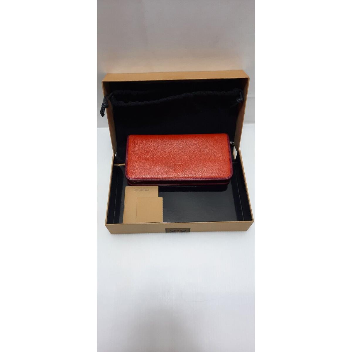 Loewe Long Red Leather Wallet Anagram Logo W/ Authentisity