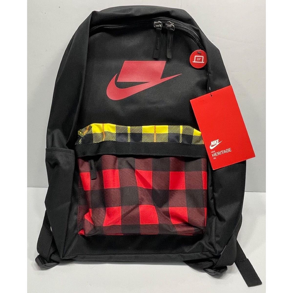 Nike Sportswear Heritage 2.0 Tartan Backpack BA5880-010 Aop Nsw Red Yellow Plaid