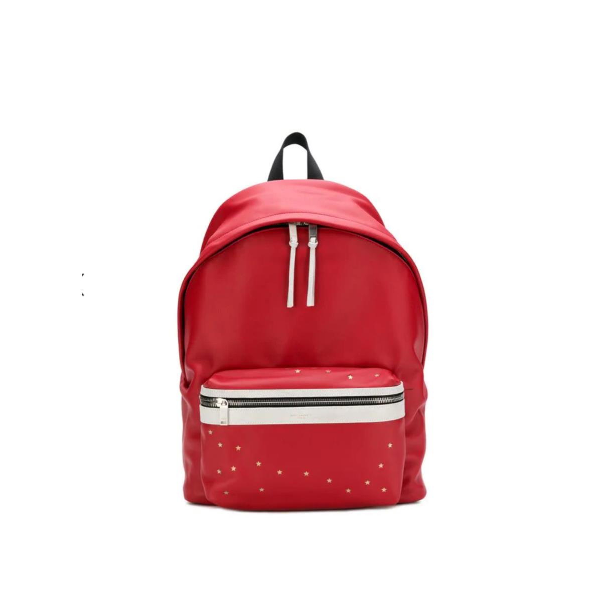 Saint Laurent City Backpack Smooth Red Leather with Stars Retail