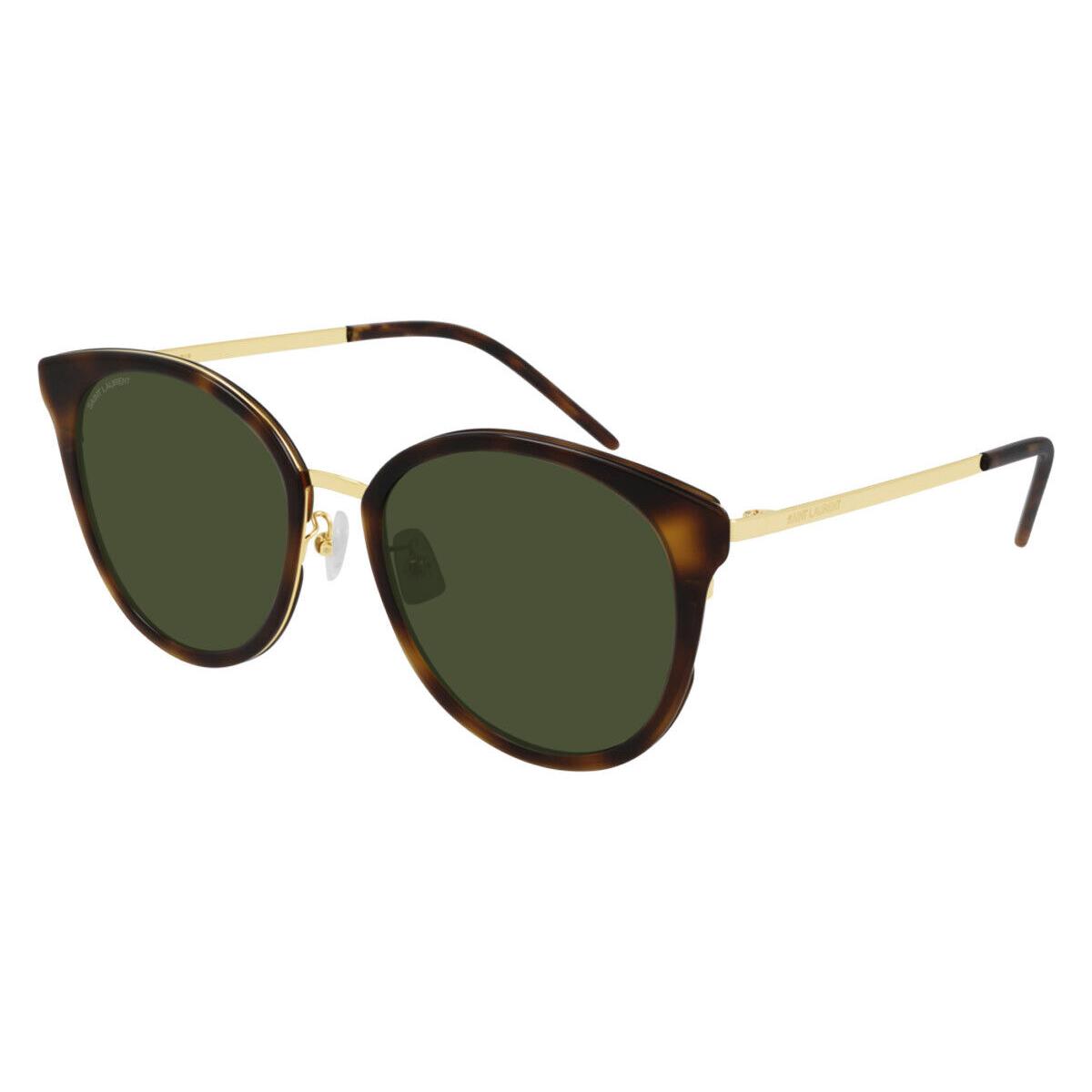 Saint Laurent SL 446 / F Slim Sunglasses Women Cat Eye 55mm - Frame: Gold, Lens: Green