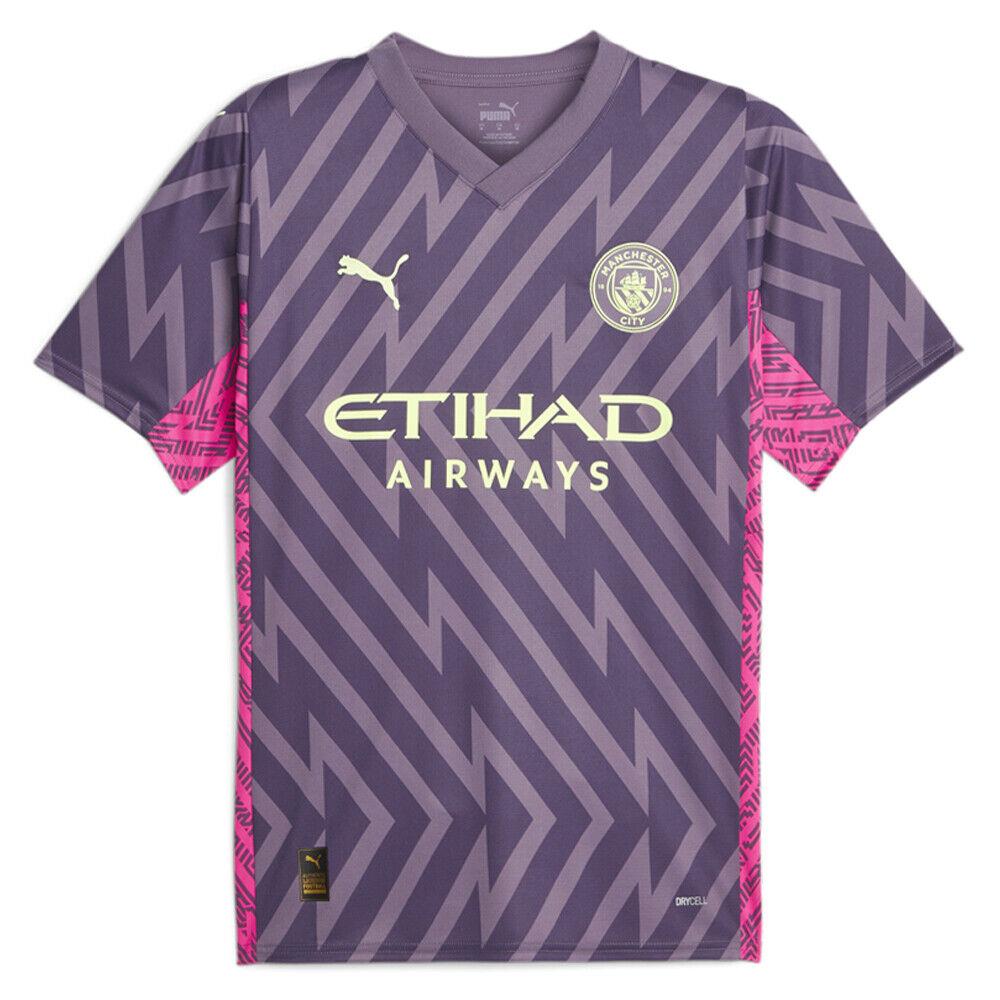 Puma Mcfc Gk V Neck Short Sleeve Soccer Jersey Mens Purple 77047198