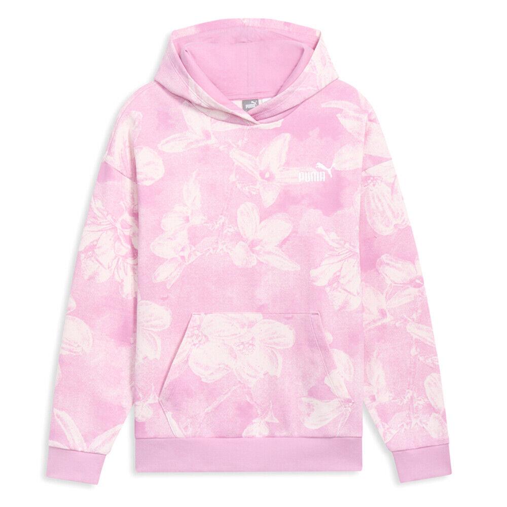 Puma Essentials+ Floral Graphic Pullover Hoodie Womens Pink Casual Outerwear 684