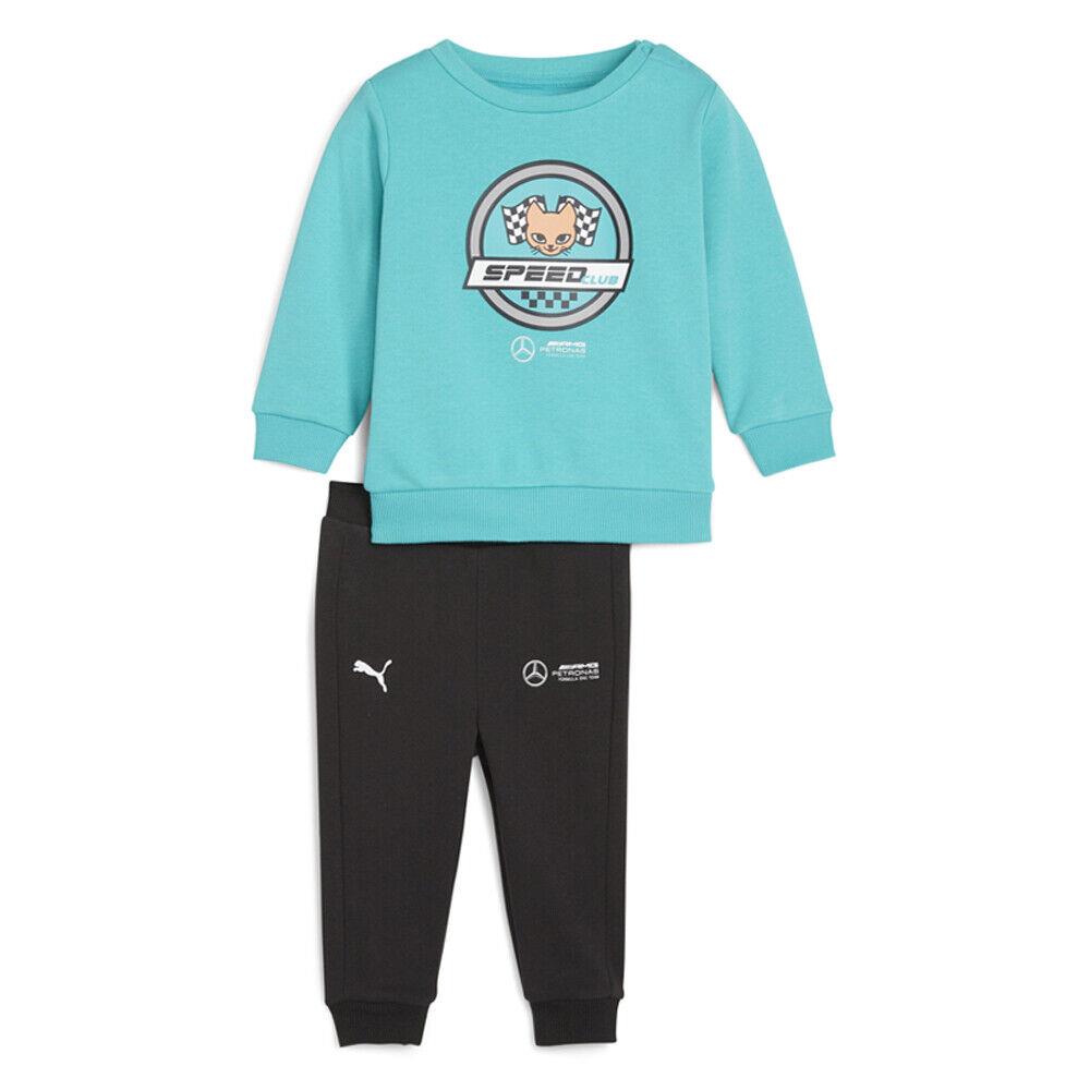 Puma Mapf1 Crew Neck Sweatshirt Jogger Set Toddler Boys Size 4T Casual Tops 623 - Black, Green