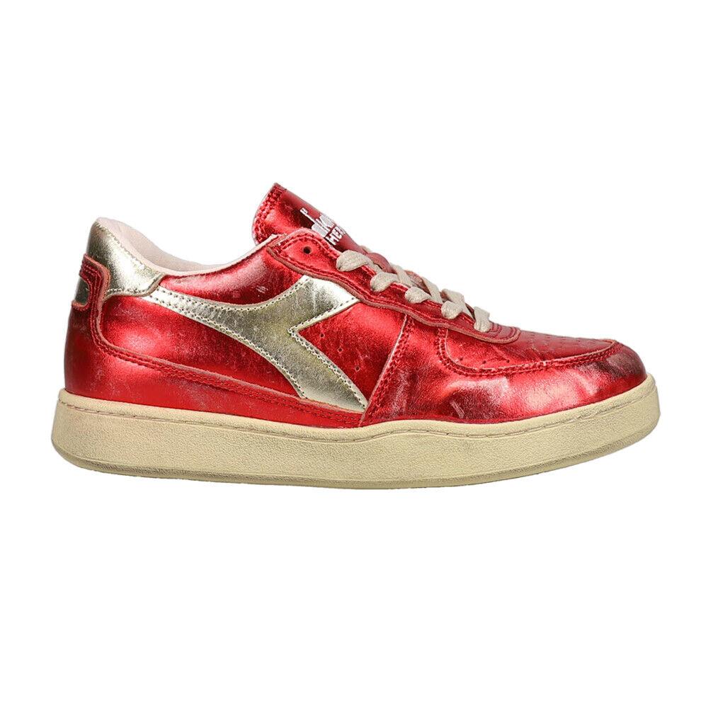 Diadora Mi Basket Low Metallic Lace Up Mi Basket Low Metallic Lace Up Womens Red Sneakers Casual Shoes 17