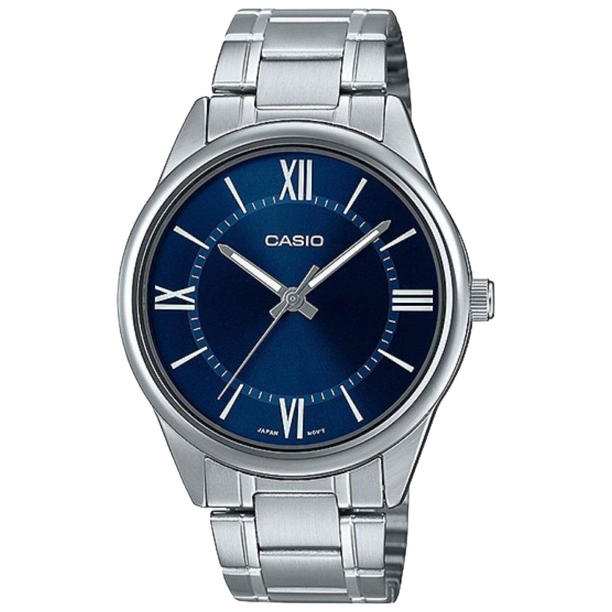 Casio MTP-V005D-2B5 Men`s Watch Standard Stainless Steel Blue Roman Dial