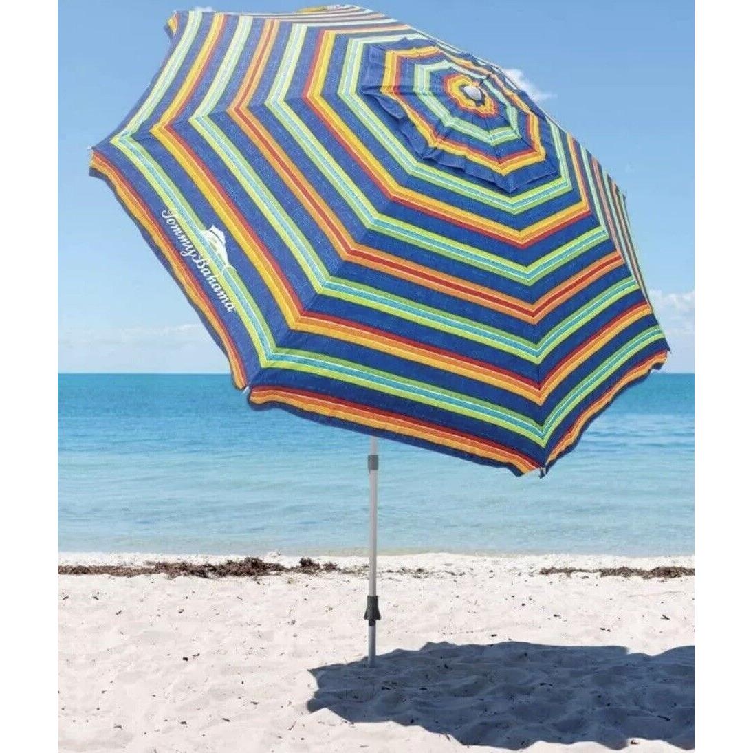 Tommy Bahama Beach 8` Umbrella with Carry Bag Outdoors Beach Rainbow Multi-color