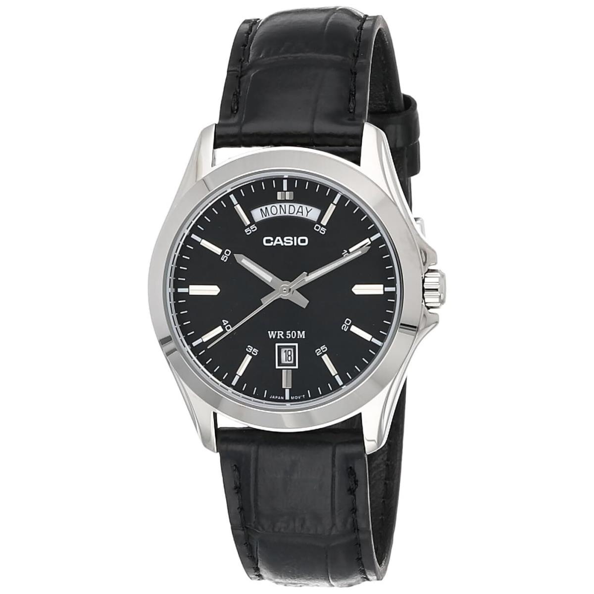 Casio MTP-1370L-1A Men`s Watch Analog Display Quartz Movement Black Band