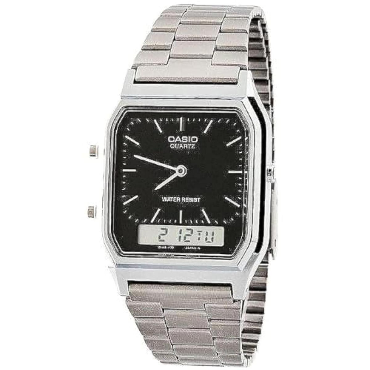 Casio Collection AQ-230A-1D Unisex Watch Silver Stainless Steel Band