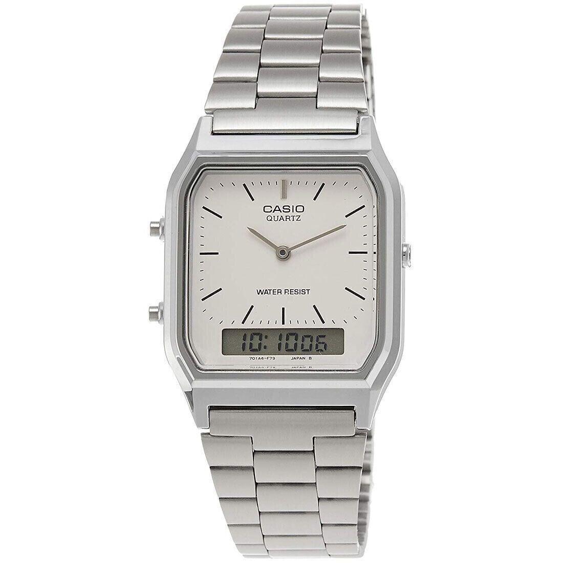 Casio AQ-230A-7D Men`s Watch Silver Stainless Steel Analog/digital Display