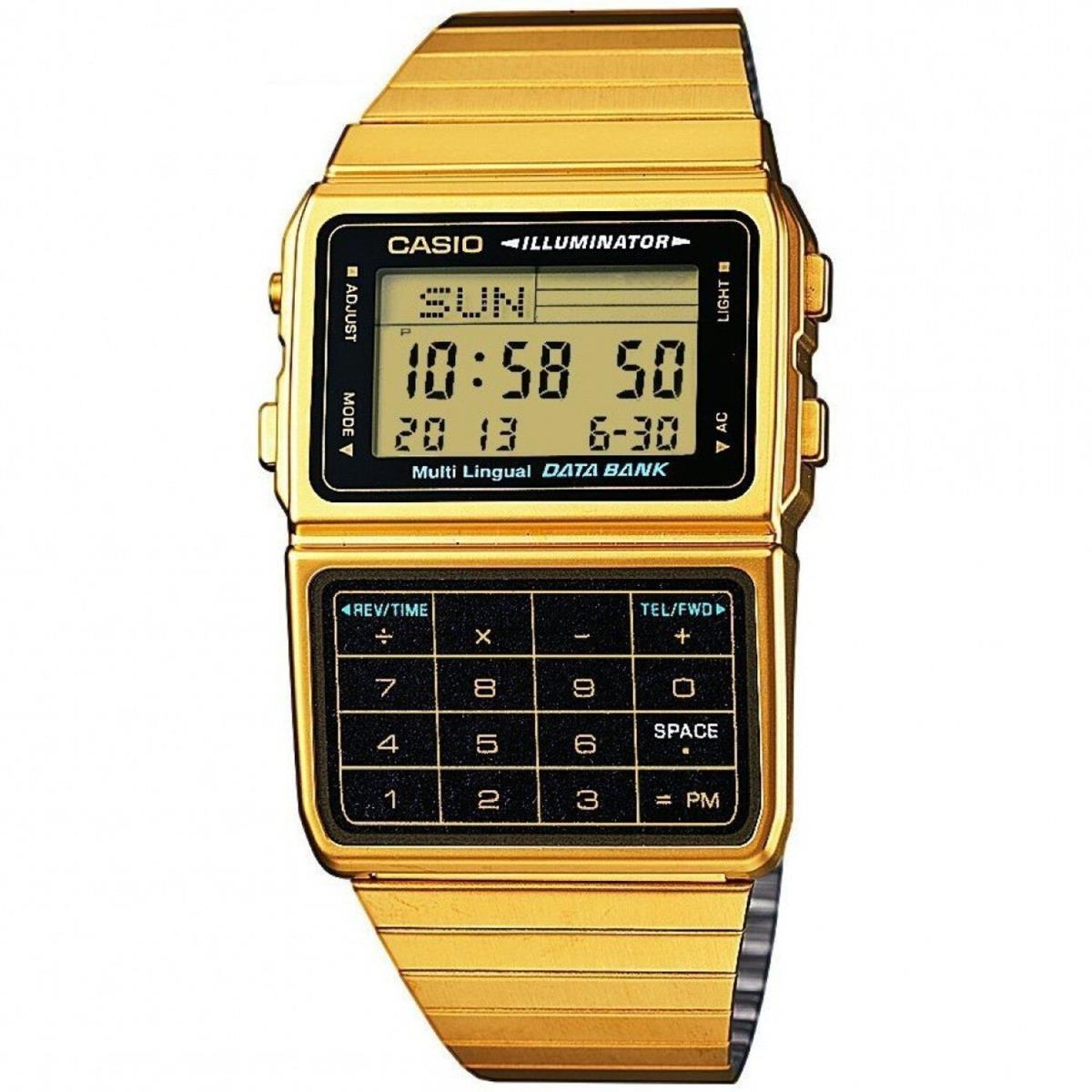 Casio DBC-611G-1 Men`s Watch Gold Calculator Stainless Steel Band