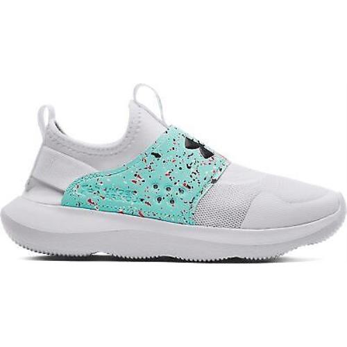 Under Armour Women`s UA Runplay Paint Splatter Running Shoes White/tile Blue/bla - White-TILE BLUE-Black