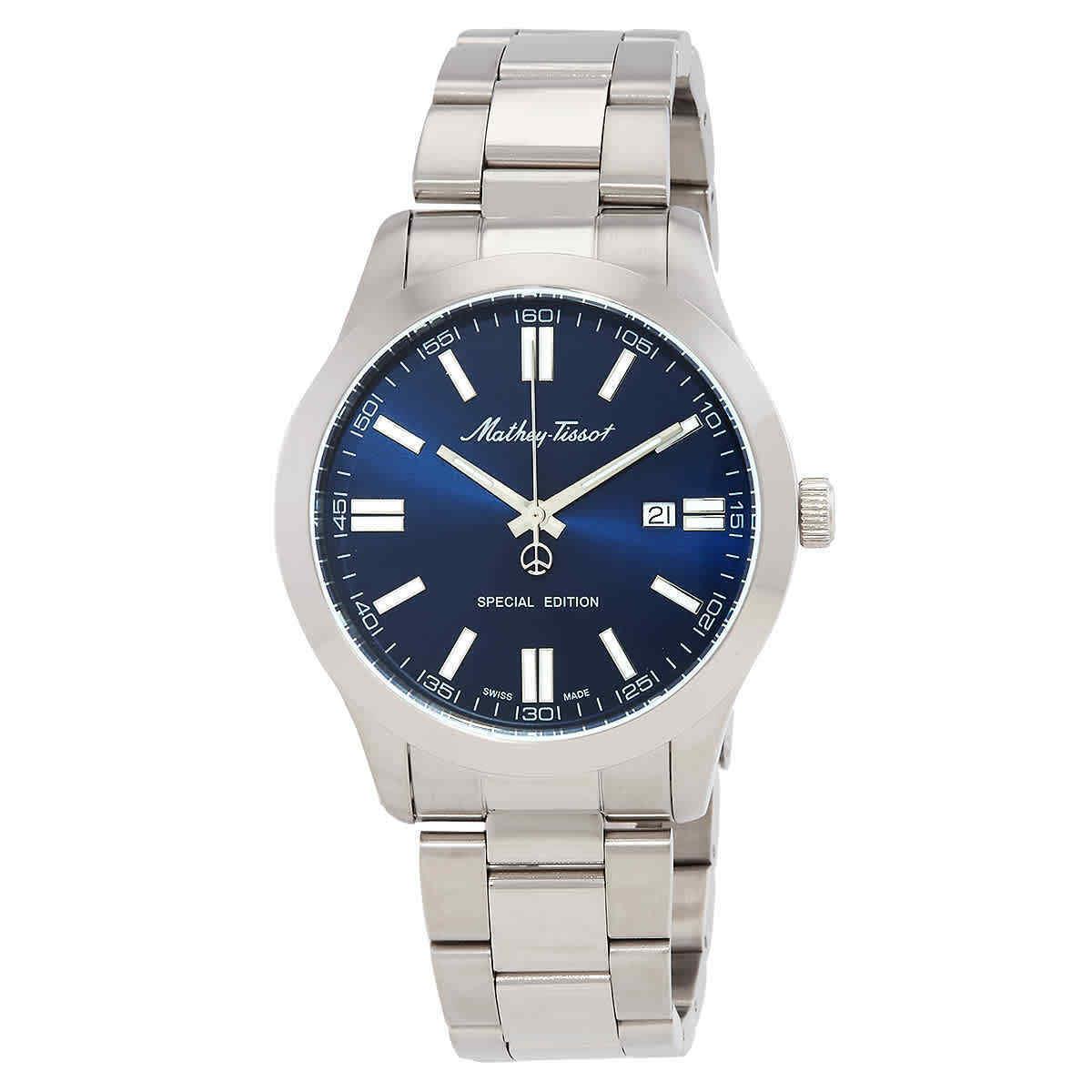 Mathey-tissot Mathy I Jumbo Quartz Blue Dial Men`s Watch H455ABU