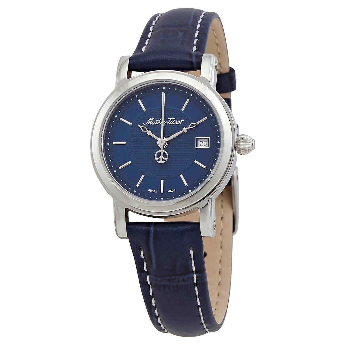 Mathey-tissot City Quartz Blue Dial Ladies Watch D31186ABU - Dial: Blue, Band: Blue, Bezel: Silver-tone