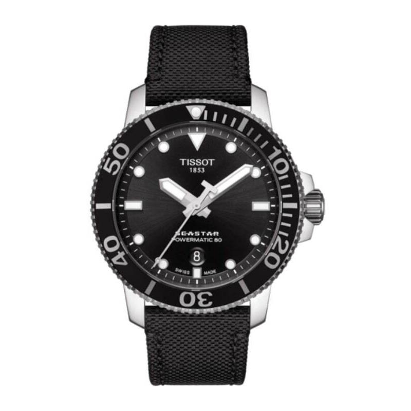 Tissot Seastar 1000 Black Dial Black Fabric Men`s Watch T120.407.17.051.00 - Face: Black, Dial: Black, Band: Black