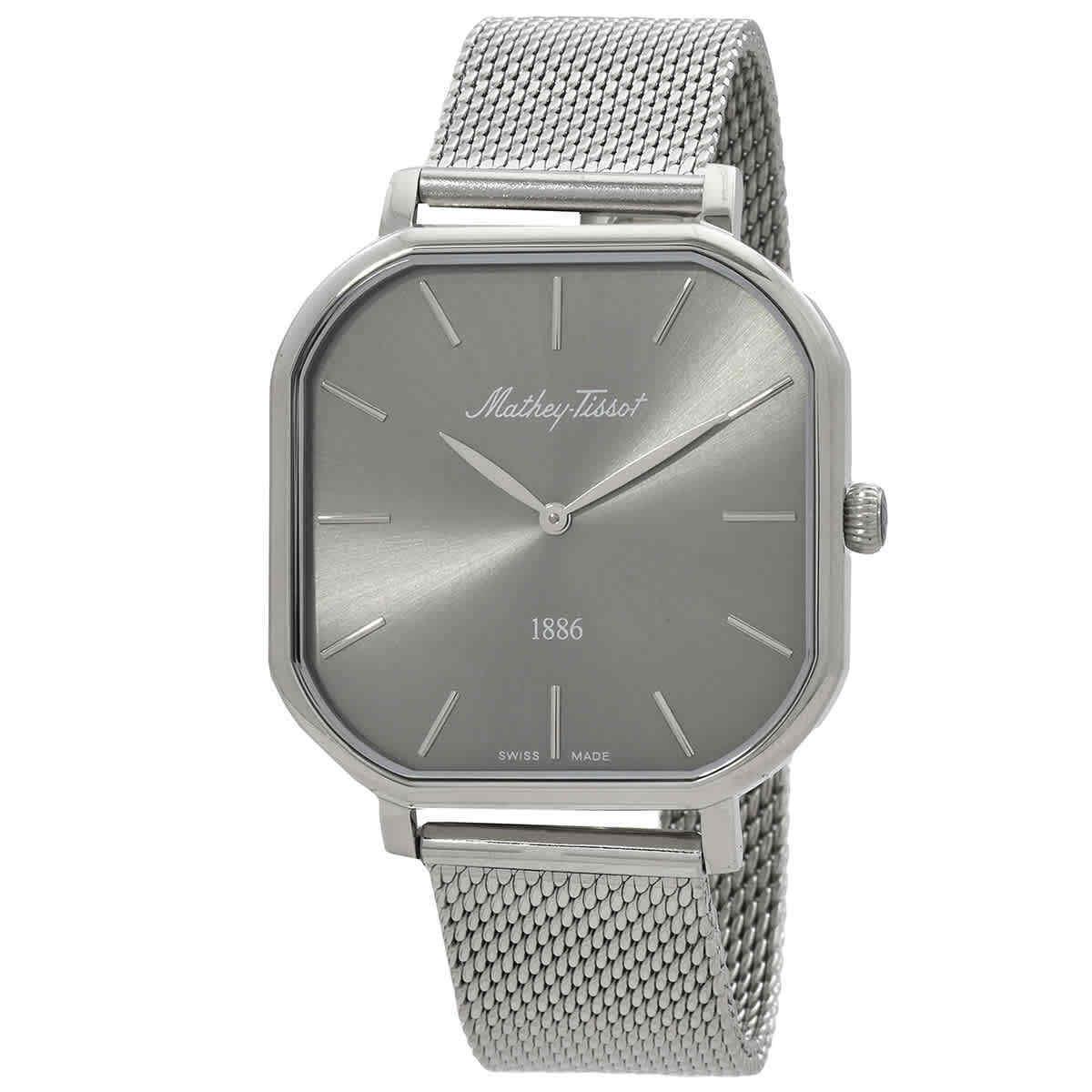 Mathey-tissot Monsoon Square Quartz Silver Dial Men`s Watch H7917AS