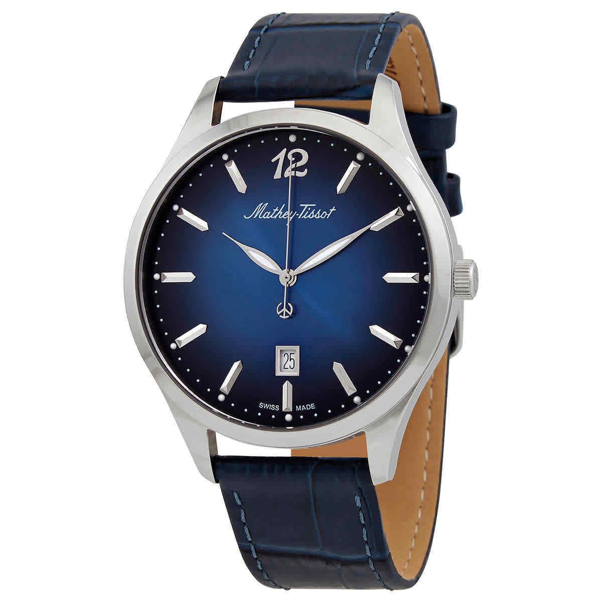 Mathey-tissot Urban Blue Dial Blue Leather Men`s Watch H411ABU