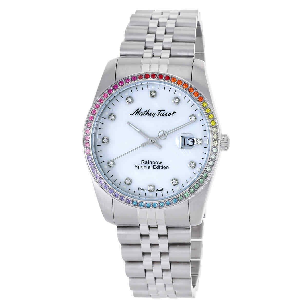 Mathey-tissot Mathy Rainbow White Dial Unisex Watch H809AQI - Dial: White, Band: Silver-tone, Bezel: Silver-tone