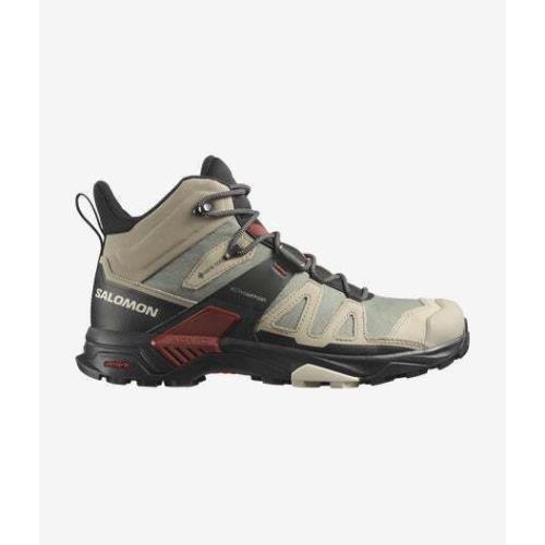 Salomon Men`s X Ultra 4 Mid Gore-tex Hiking Shoe Vintage Khaki/black/burnt Henna