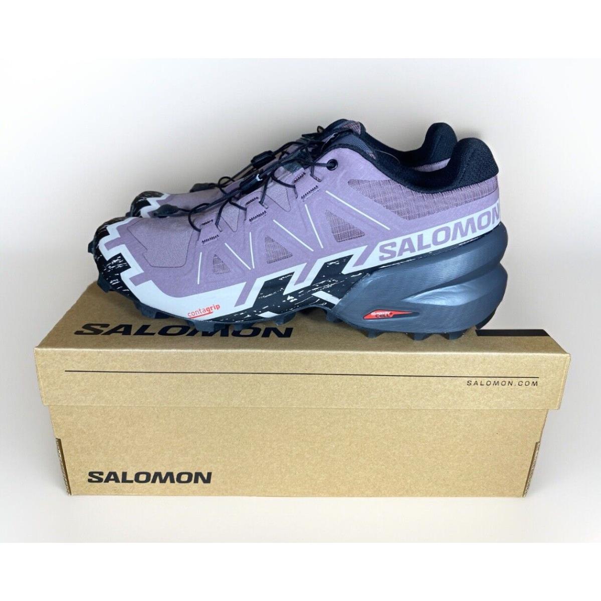 Salomon Women`s Speedcross 6 Trail Shoes - Moonscape/black Ashes Roses Sz 9